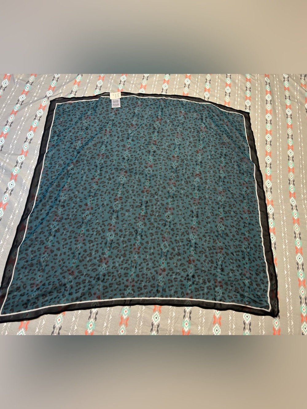 🌀a new day Teal Leopard Print Square Scarf